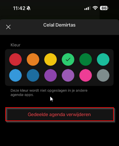 Gedeelde agenda verwijderen