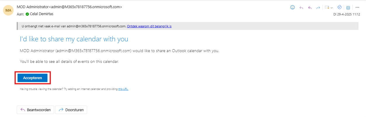 Acceptatie e-mail